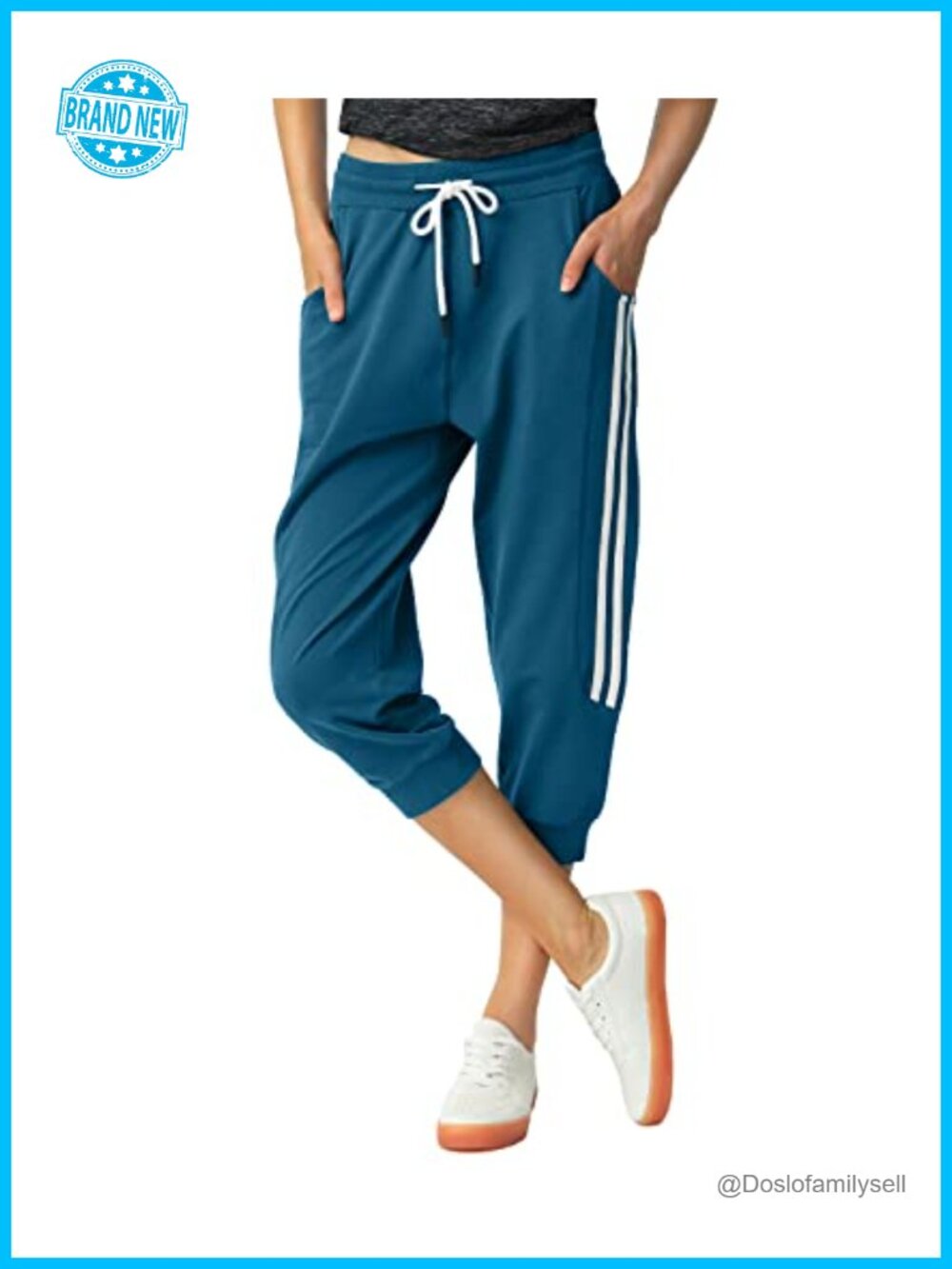 Women's Capri Sweatpants Cotton Drawstring Joggers Yoga Active